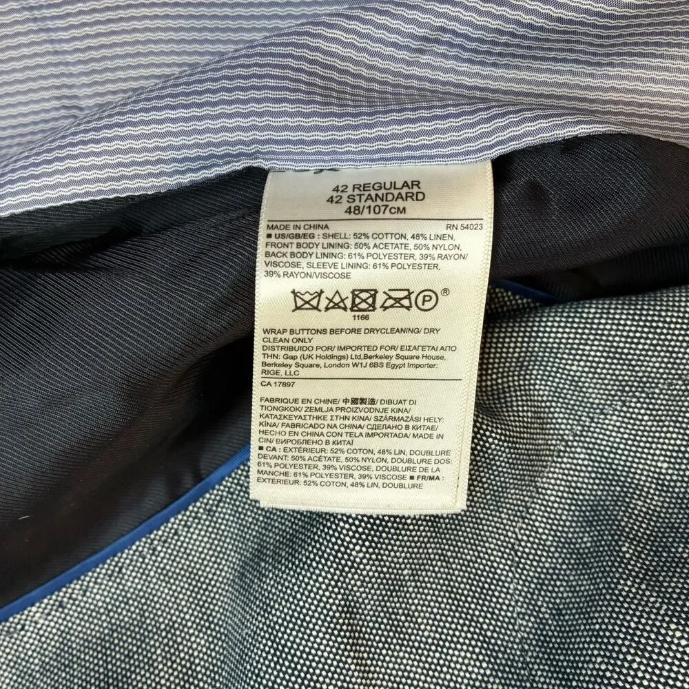 Banana Republic Linen cotton chambray sport coat Sz 42R slim fit tailored summer